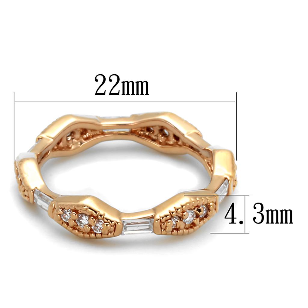 LO3553 - Rose Gold Brass Ring with AAA Grade CZ  in Clear-1