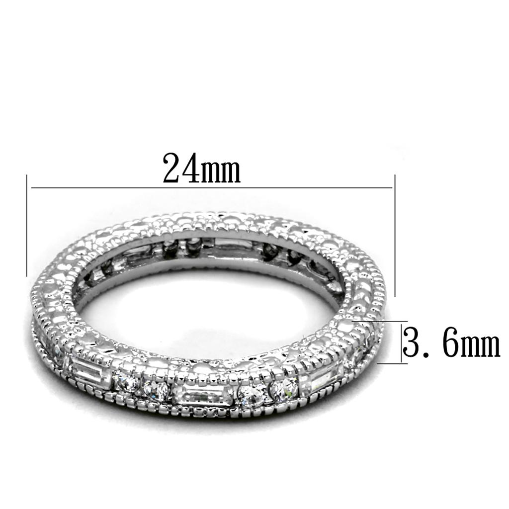 LO3558 - Rhodium Brass Ring with AAA Grade CZ  in Clear-1