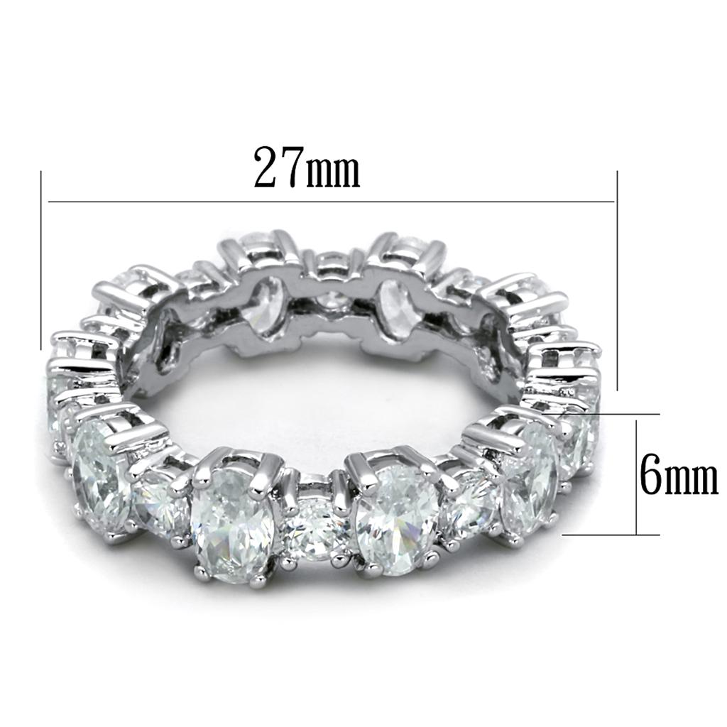 LO3561 - Rhodium Brass Ring with AAA Grade CZ  in Clear-1