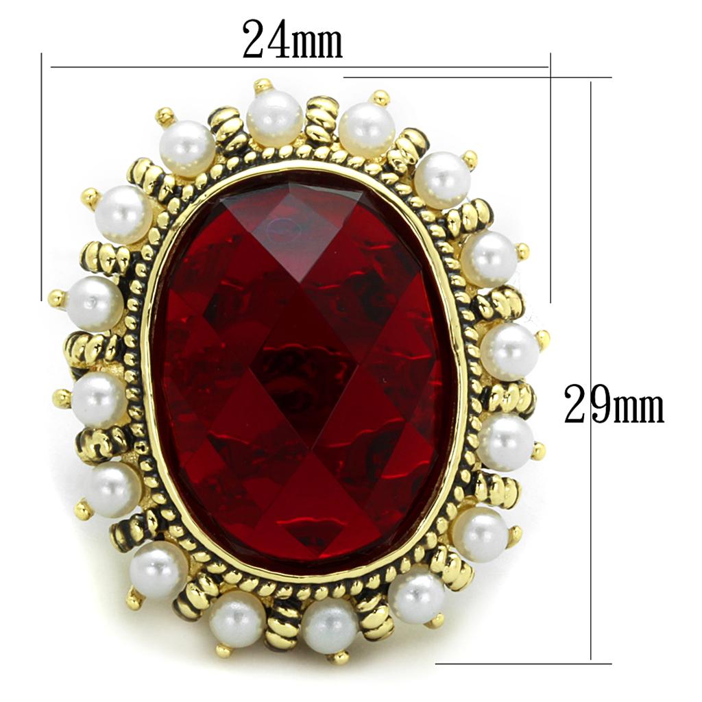 LO3585 - Flash Gold Brass Ring with Synthetic Synthetic Glass in Siam-1