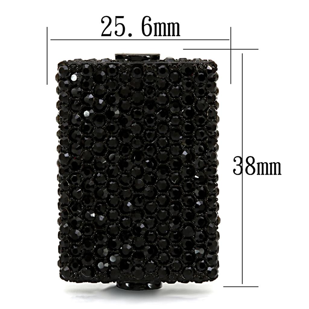 LO3590 - TIN Cobalt Black Brass Ring with Top Grade Crystal  in Hematite-1