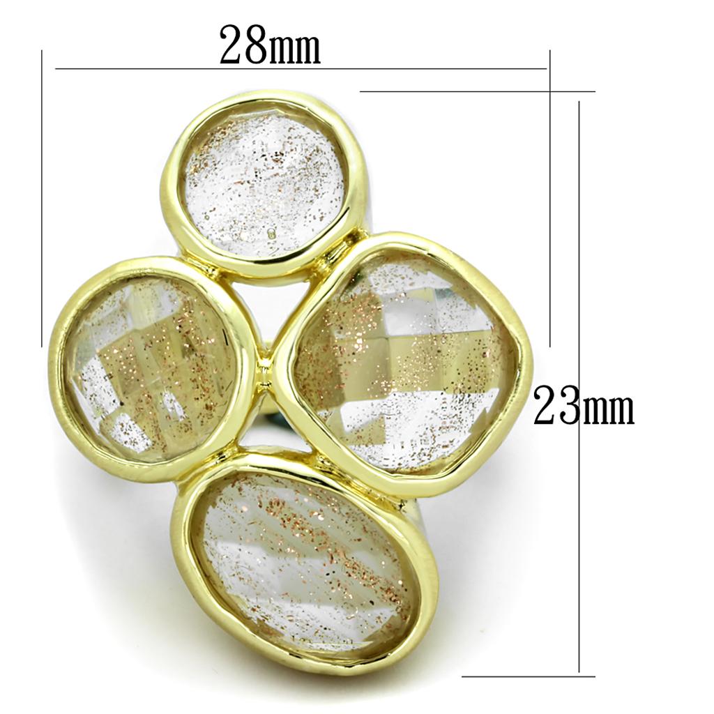 LO3599 - Gold & Brush Brass Ring with Synthetic Synthetic Rutile in Topaz-1