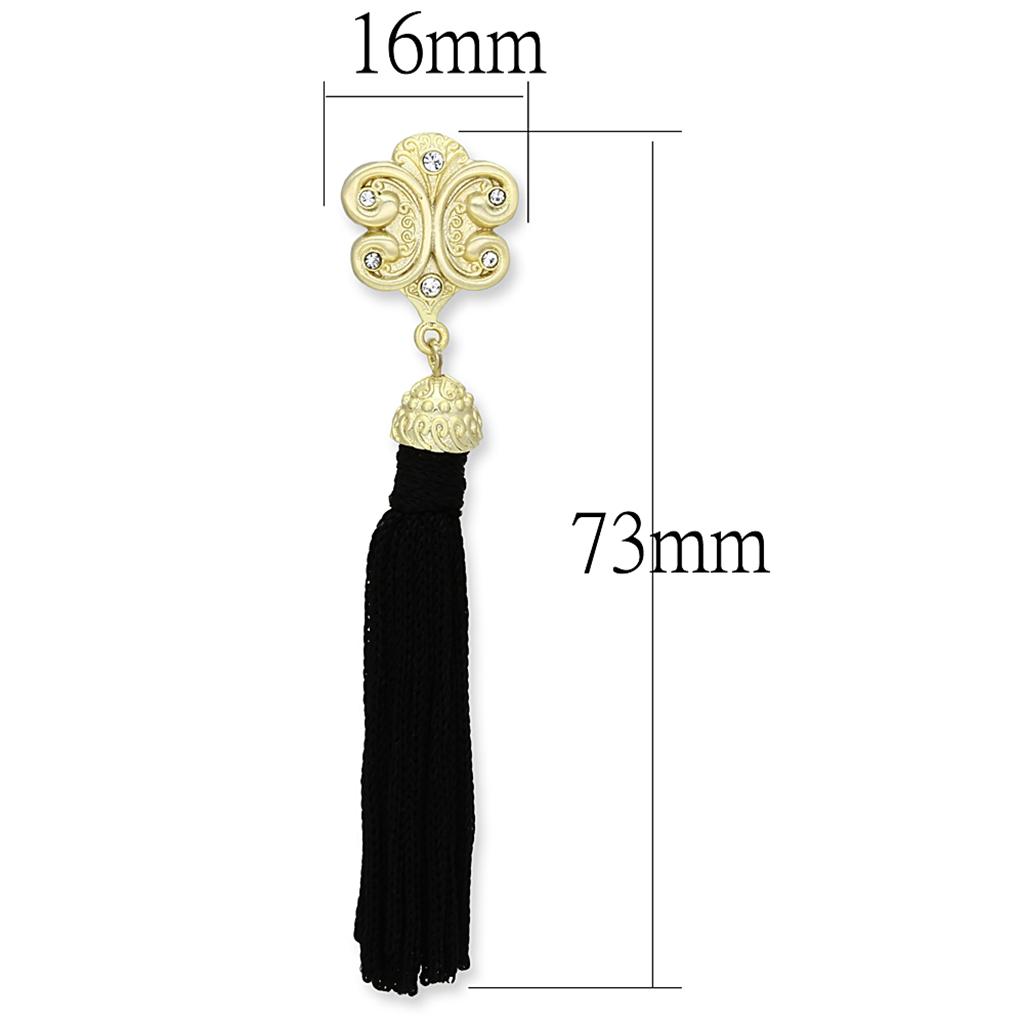 LO3677 - Gold & Brush Brass Earrings with Top Grade Crystal  in Clear-1