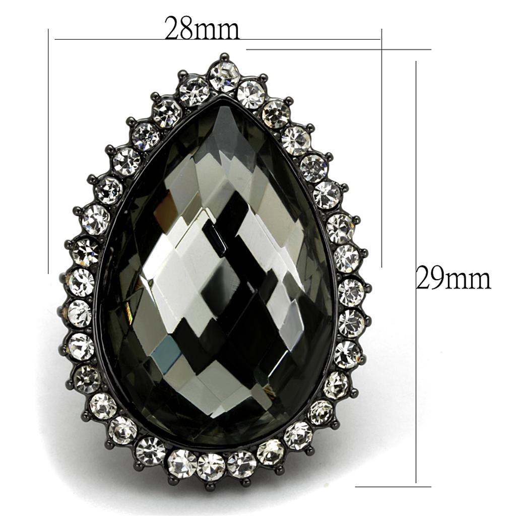 LO3688 - Ruthenium Brass Ring with Synthetic Synthetic Glass in Black Diamond-1