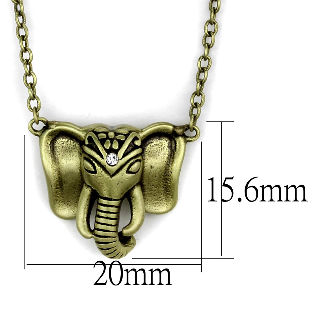 LO3716 - Antique Copper Brass Chain Pendant with Top Grade Crystal  in Clear-1