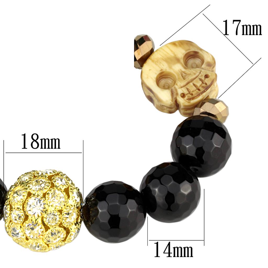 LO3776 - Gold Brass Bracelet with Synthetic Onyx in Jet-1