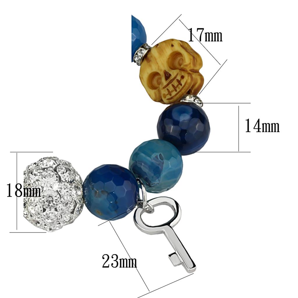 LO3777 - Rhodium Brass Bracelet with Synthetic Onyx in Multi Color-1