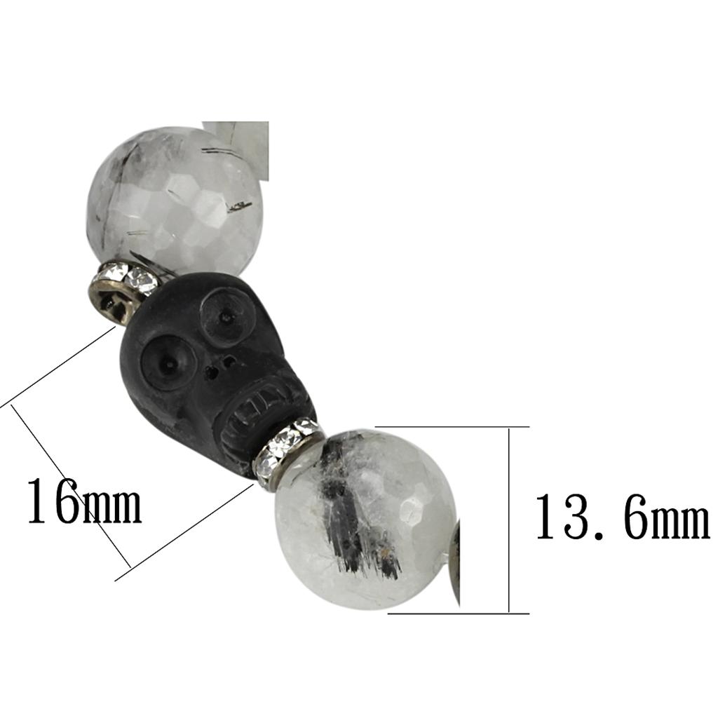 LO3788 - Ruthenium Brass Bracelet with Synthetic Onyx in Multi Color-1
