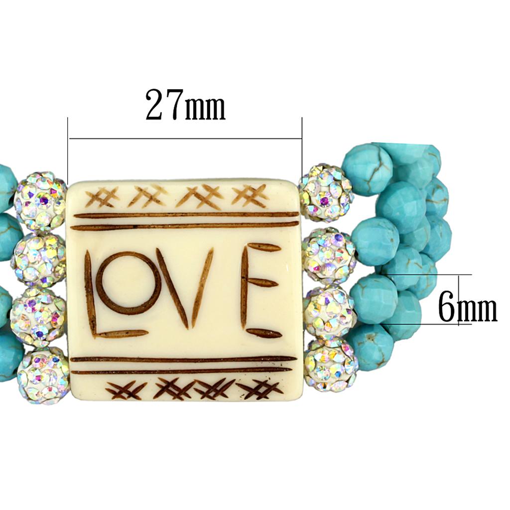 LO3799 - No Plating Brass Bracelet with Synthetic Glass Bead in Sea Blue-1