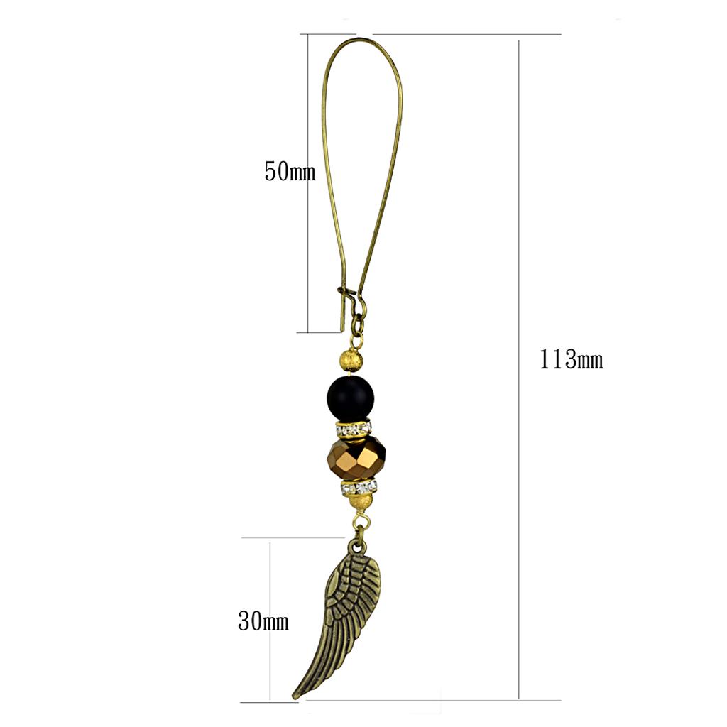 LO3809 - Antique Copper White Metal Earrings with Synthetic Synthetic Stone in Multi Color-1