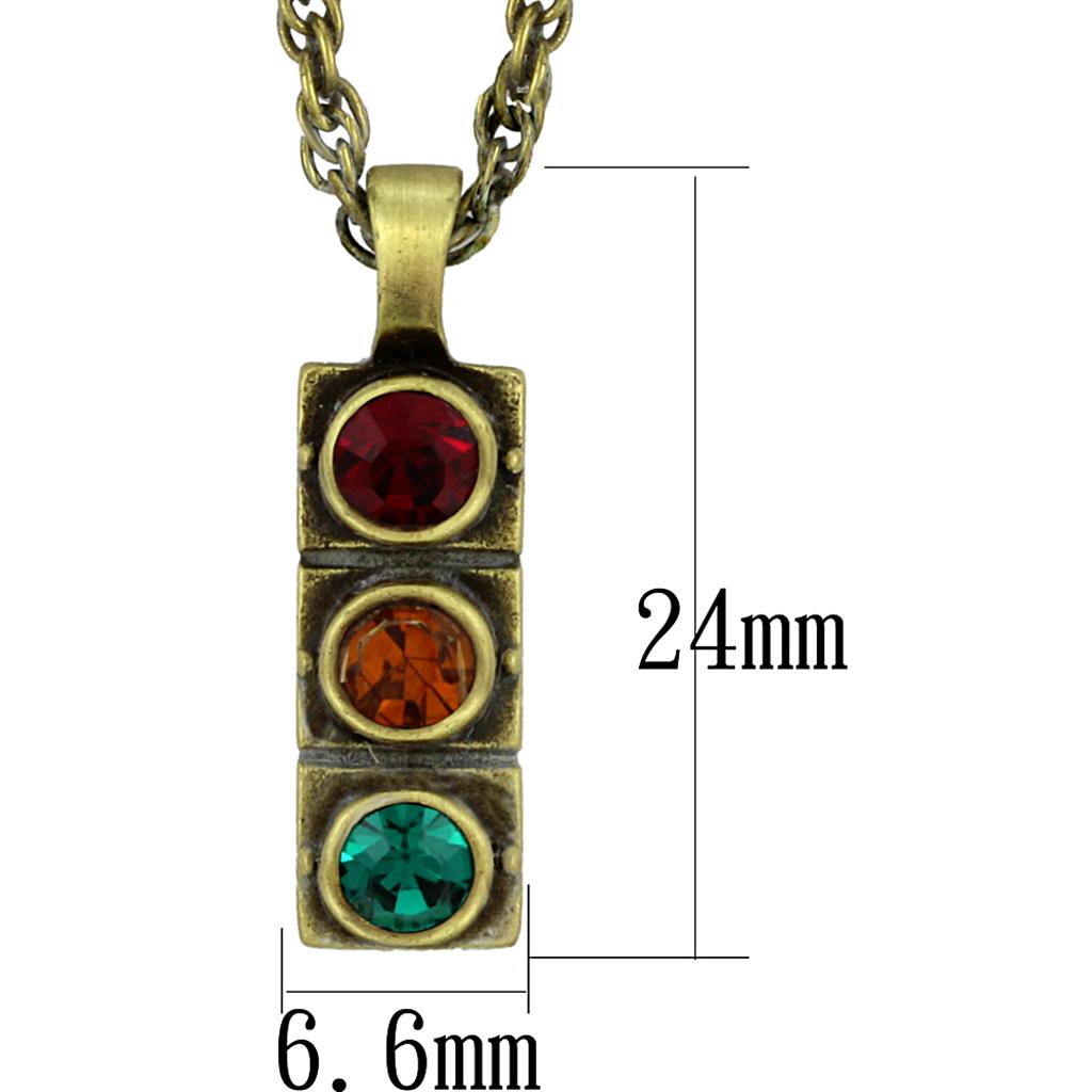 LO3836 - Antique Copper Brass Chain Pendant with Top Grade Crystal  in Multi Color-1
