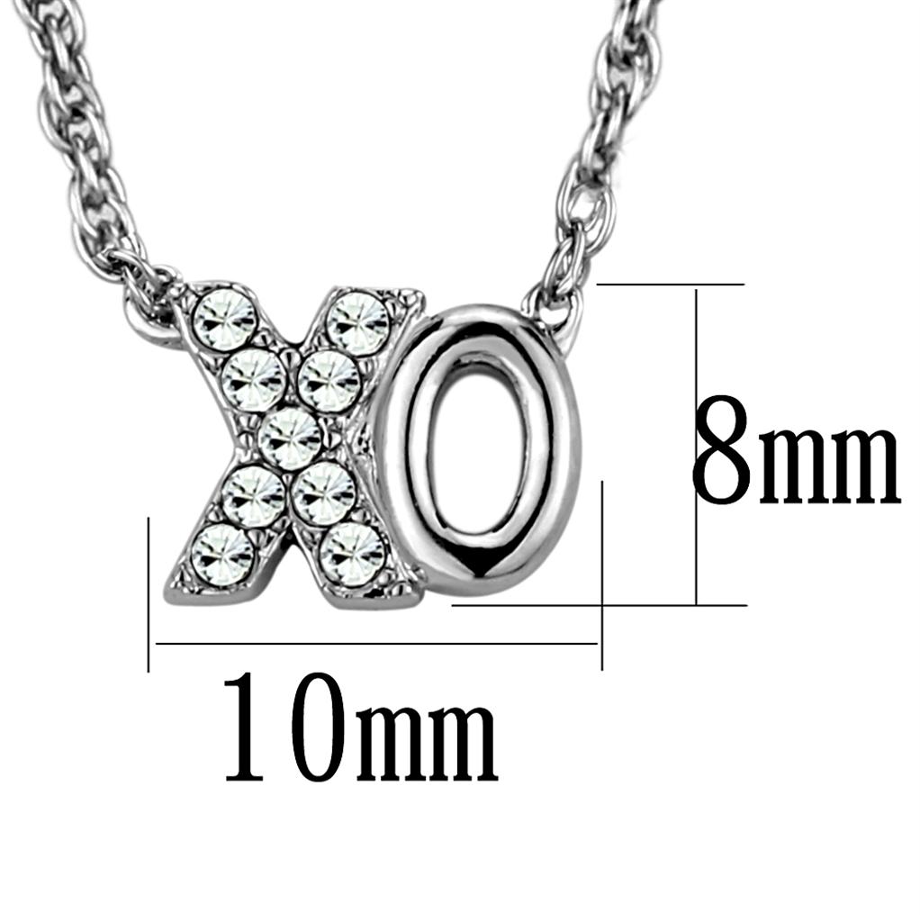 LO3845 - Rhodium Brass Necklace with Top Grade Crystal  in Clear-1