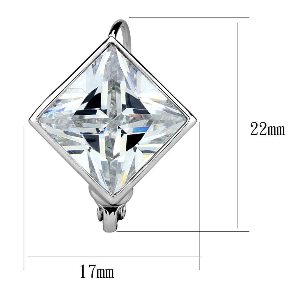 LO3868 - Rhodium Brass Earrings with AAA Grade CZ  in Clear-1