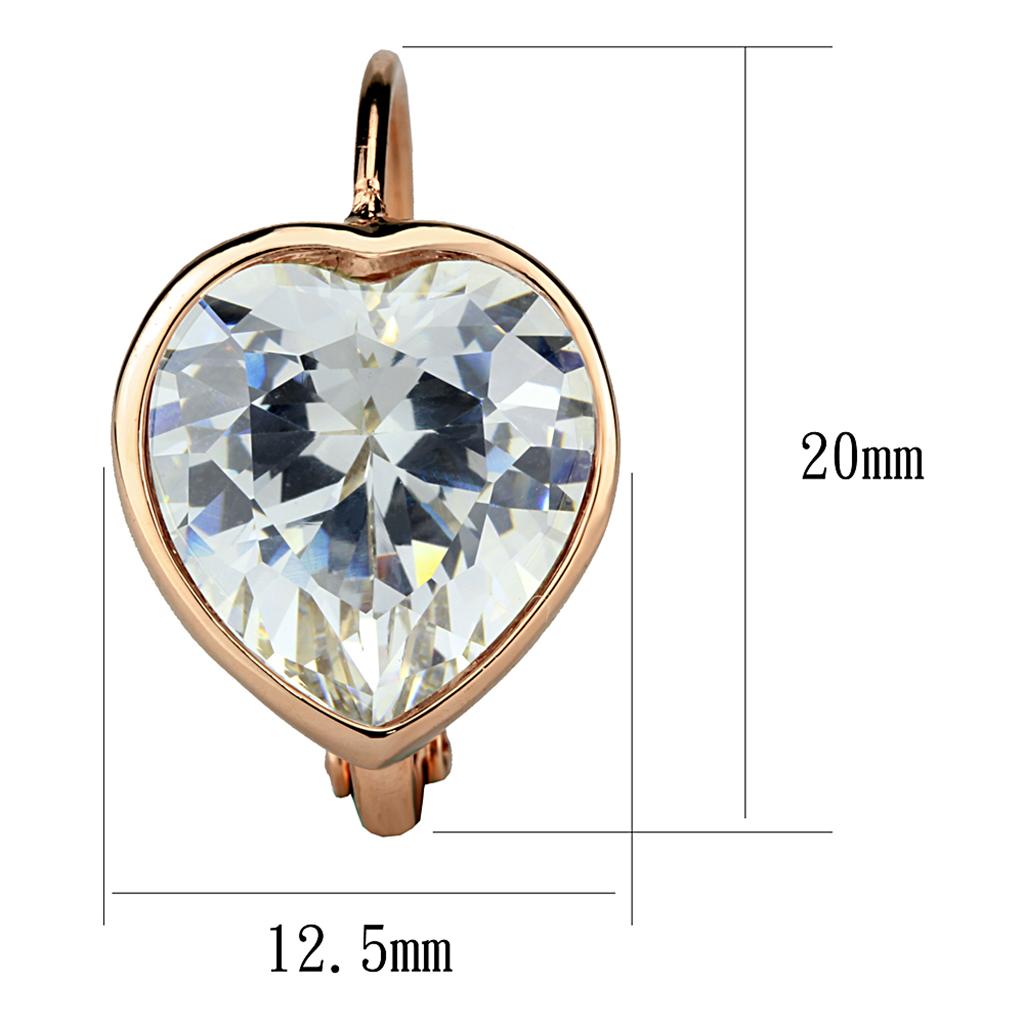 LO3872 - Rose Gold Brass Earrings with AAA Grade CZ  in Clear-1