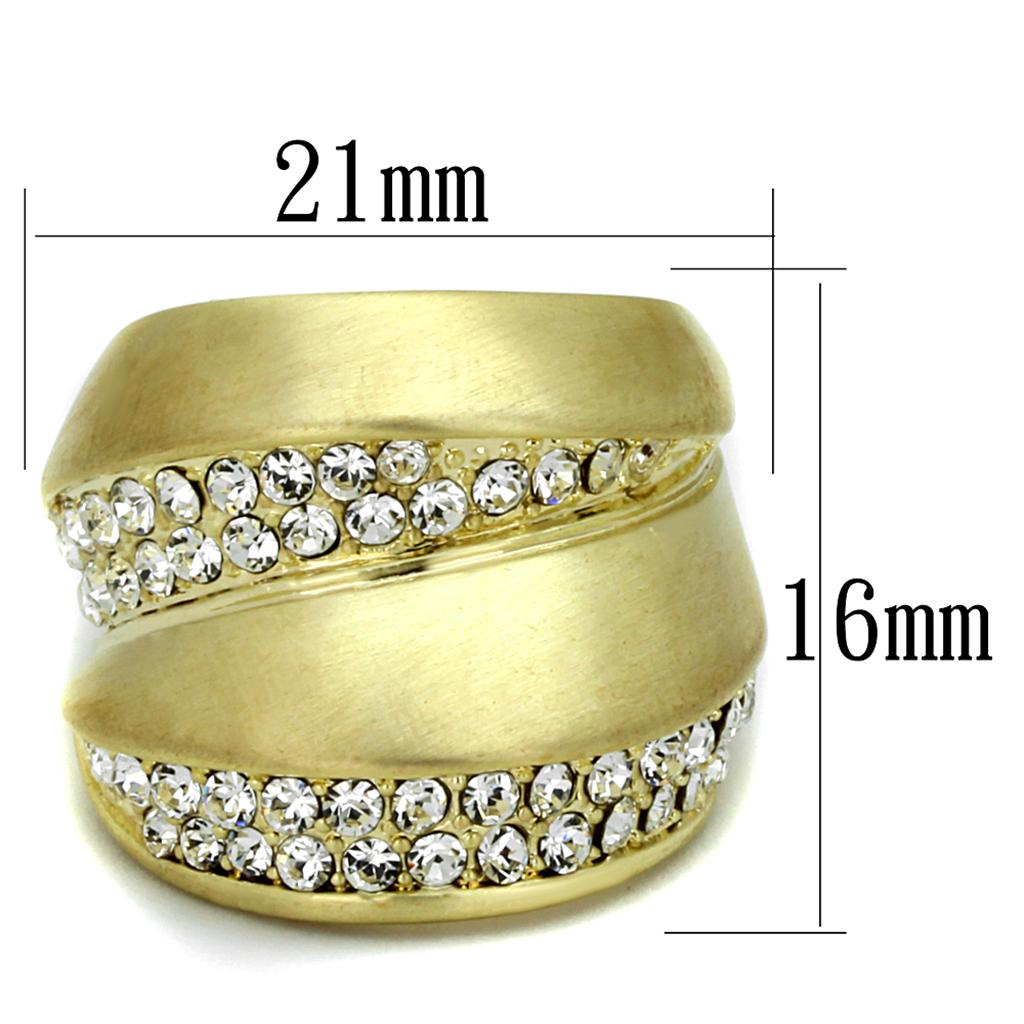 LO3898 - Gold & Brush Brass Ring with Top Grade Crystal  in Clear-1