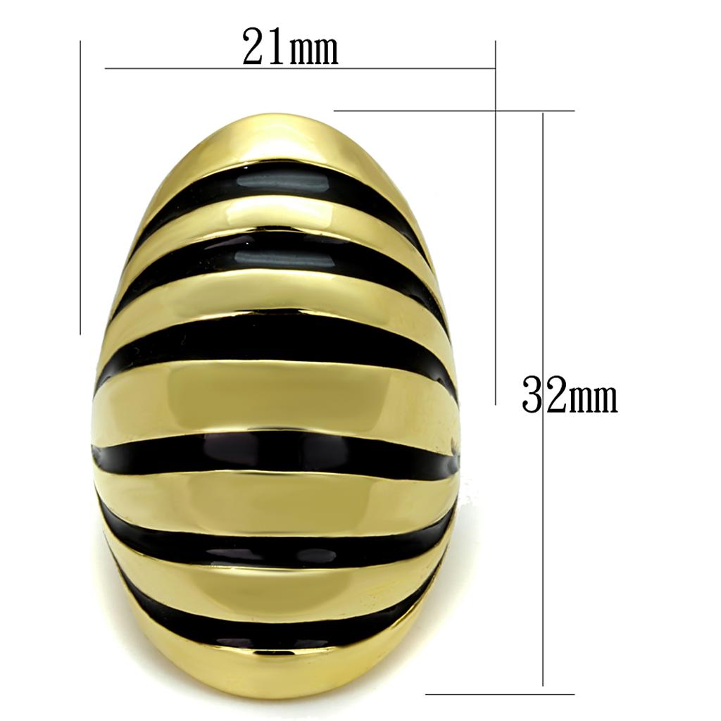 LO3904 - Gold Brass Ring with Epoxy  in Jet-1