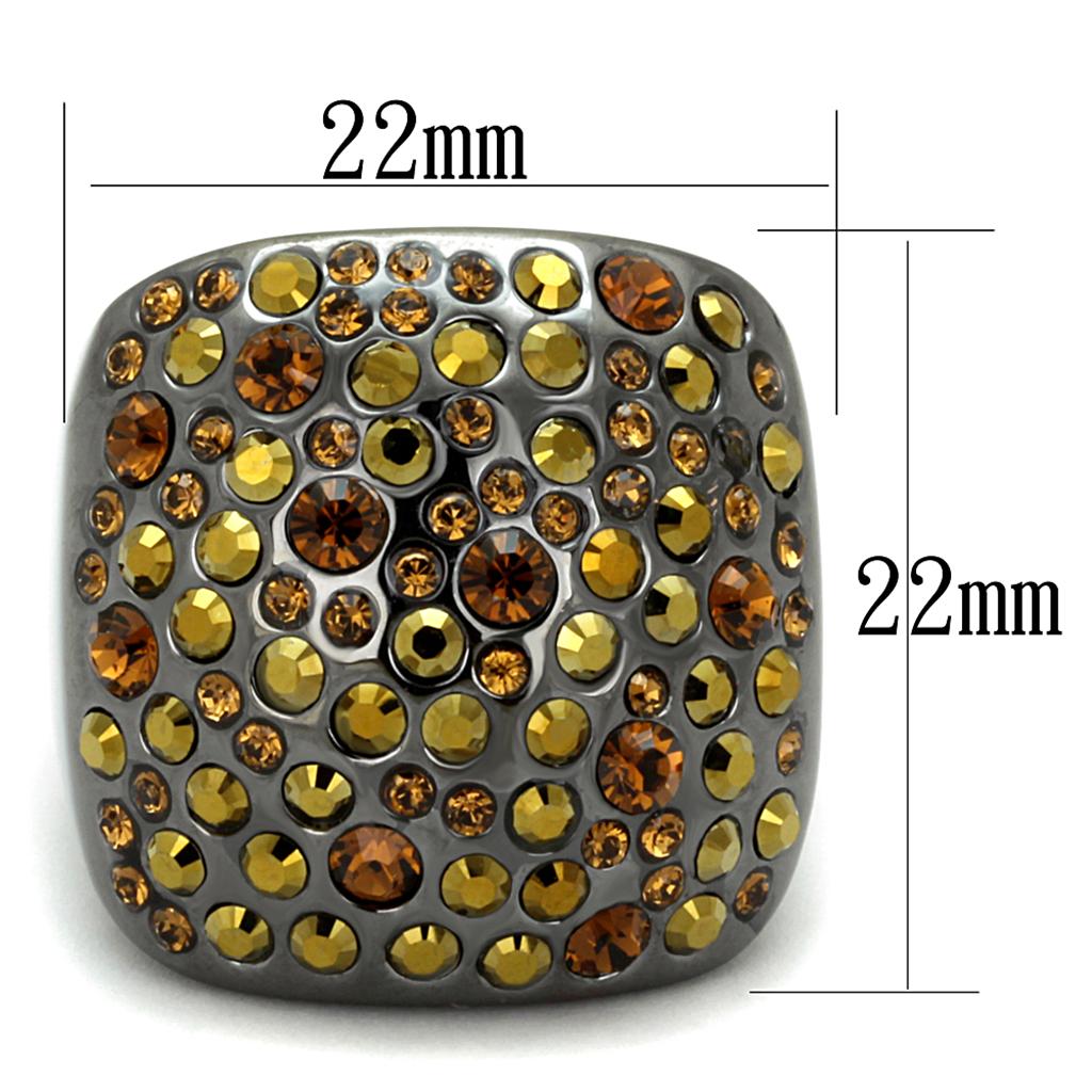 LO3909 - TIN Cobalt Black Brass Ring with Top Grade Crystal  in Multi Color-1