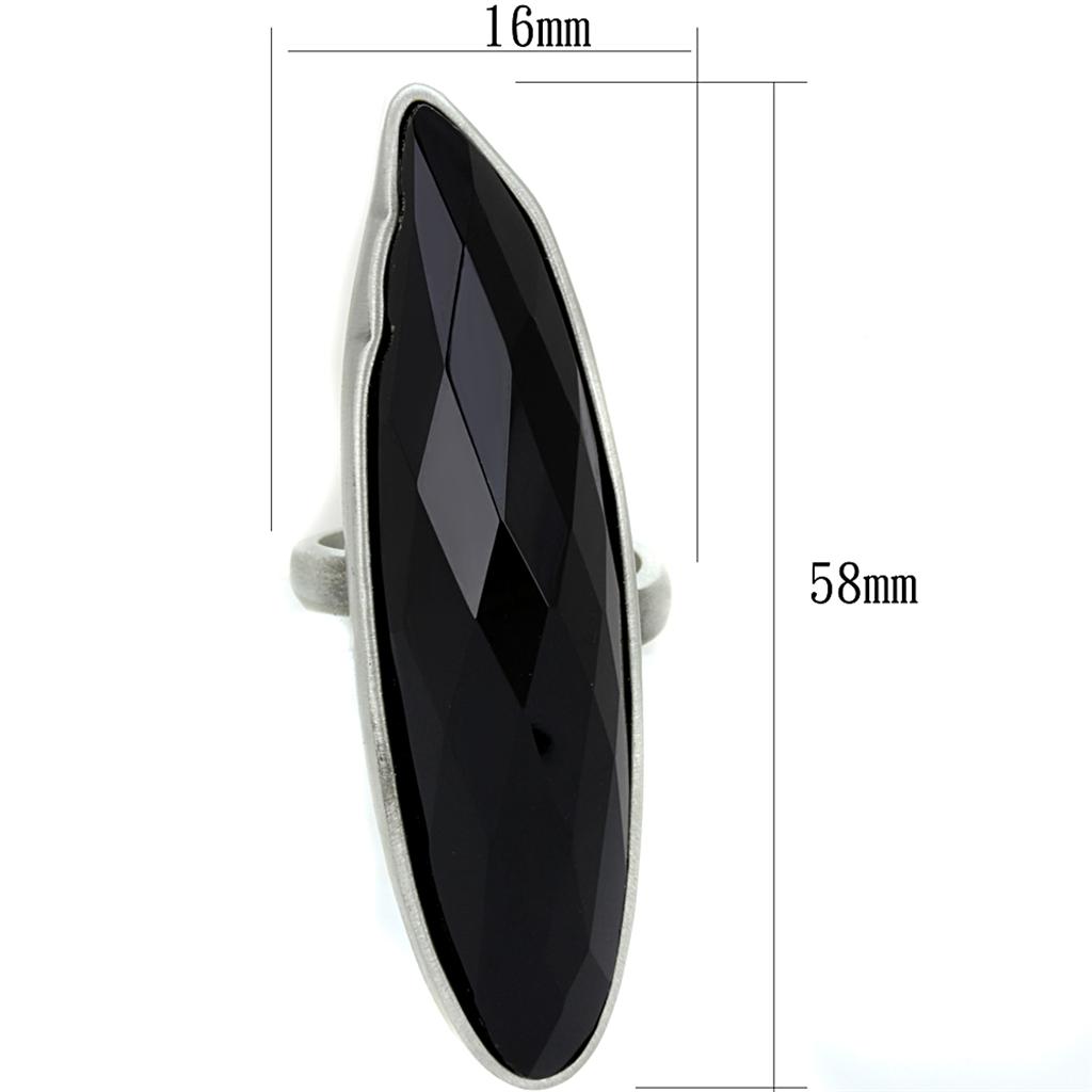 LO3910 - Antique Silver Brass Ring with Synthetic Onyx in Jet-1