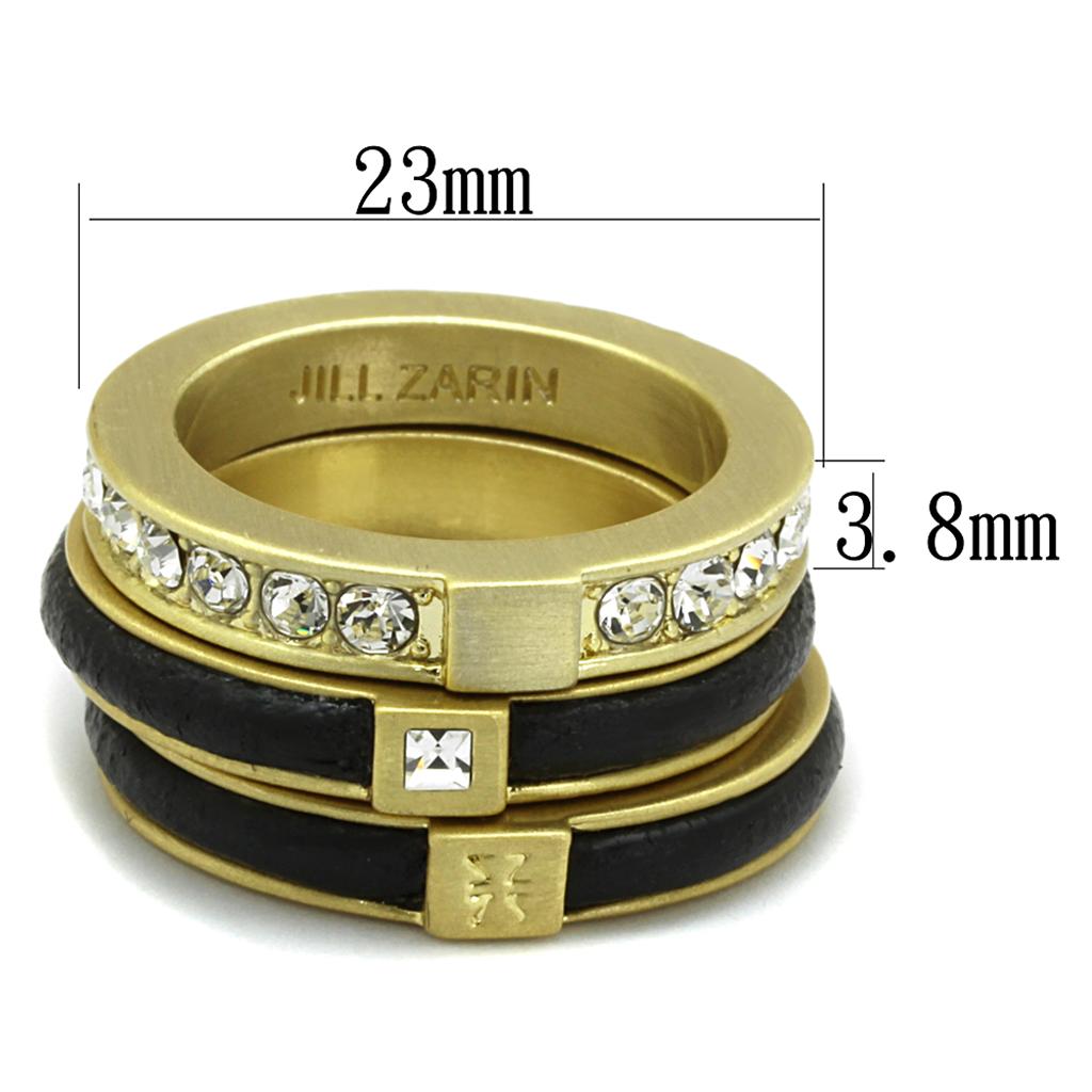 LO3923 - Gold & Brush Brass Ring with Top Grade Crystal  in Clear-1