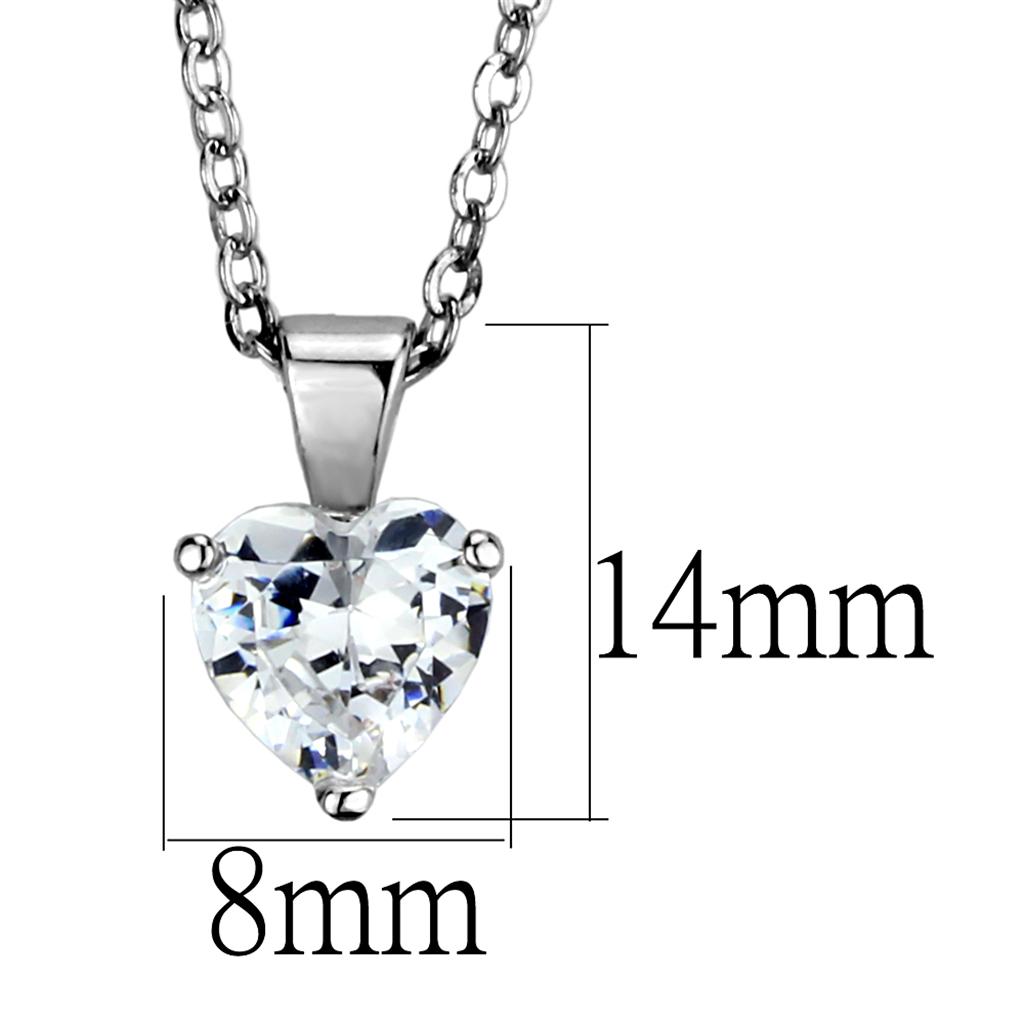LO3935 - Rhodium Brass Chain Pendant with AAA Grade CZ  in Clear-1