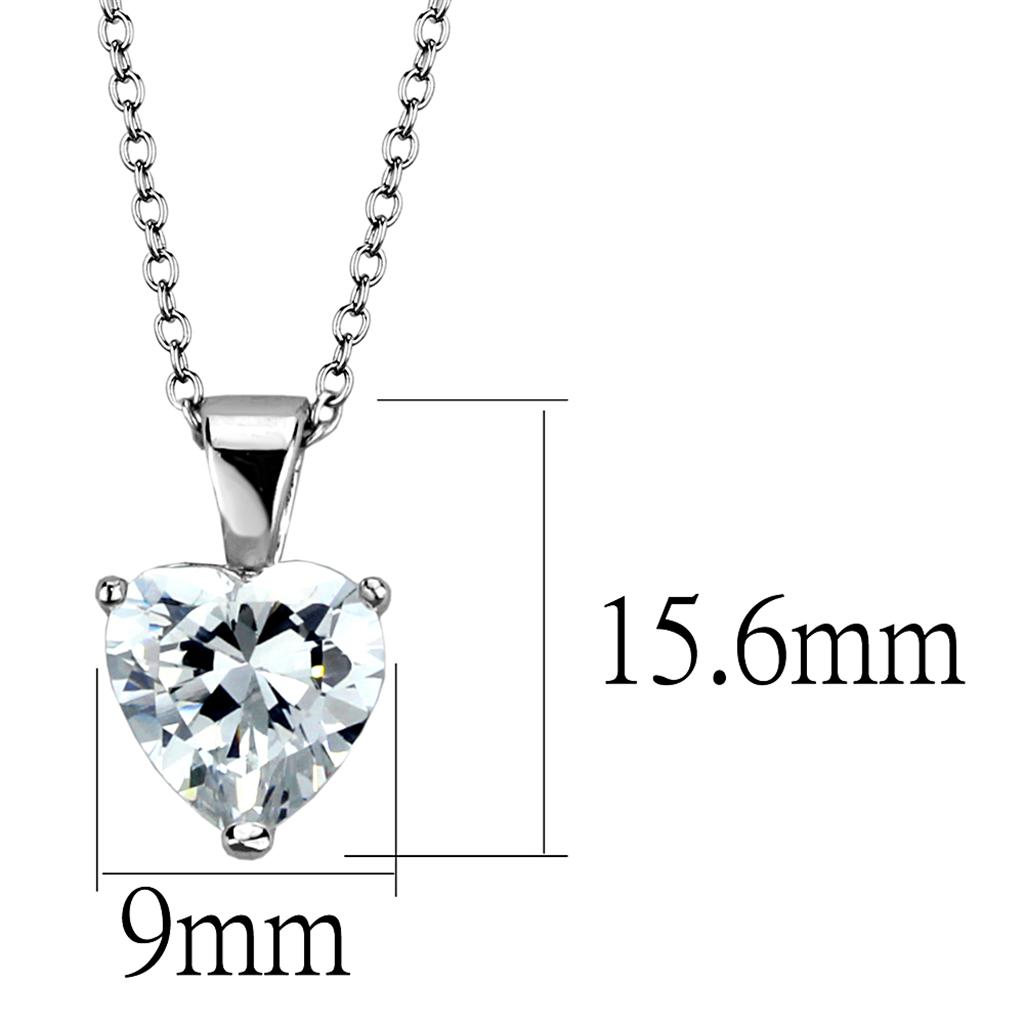 LO3936 - Rhodium Brass Chain Pendant with AAA Grade CZ  in Clear-1