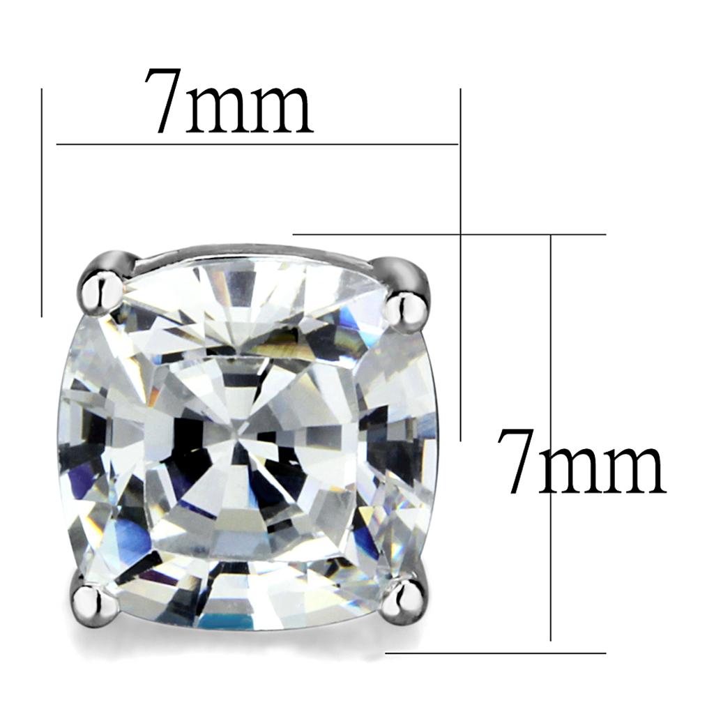 LO3948 - Rhodium Brass Earrings with AAA Grade CZ  in Clear-1