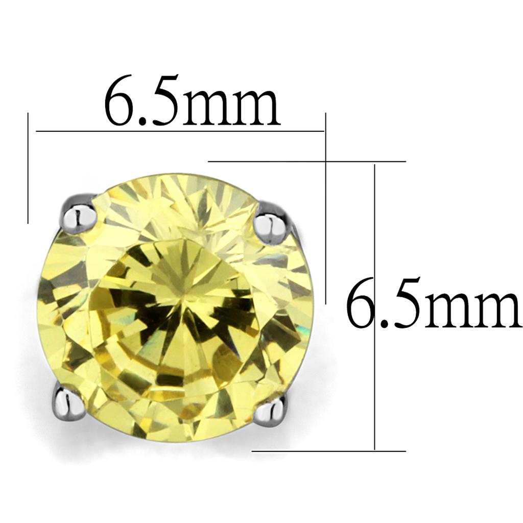 LO3953 - Rhodium Brass Earrings with AAA Grade CZ  in Citrine Yellow-1