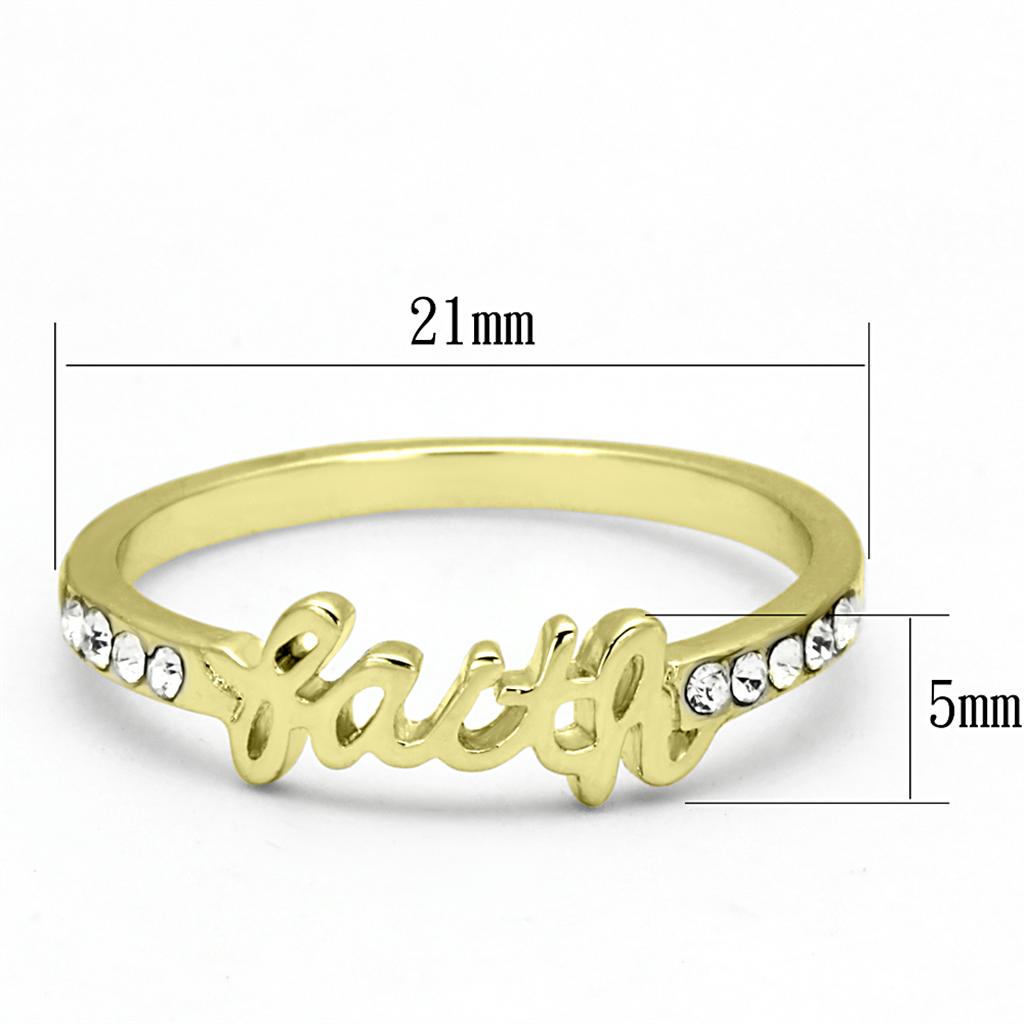 LO3967 - Flash Gold Brass Ring with Top Grade Crystal  in Clear-1