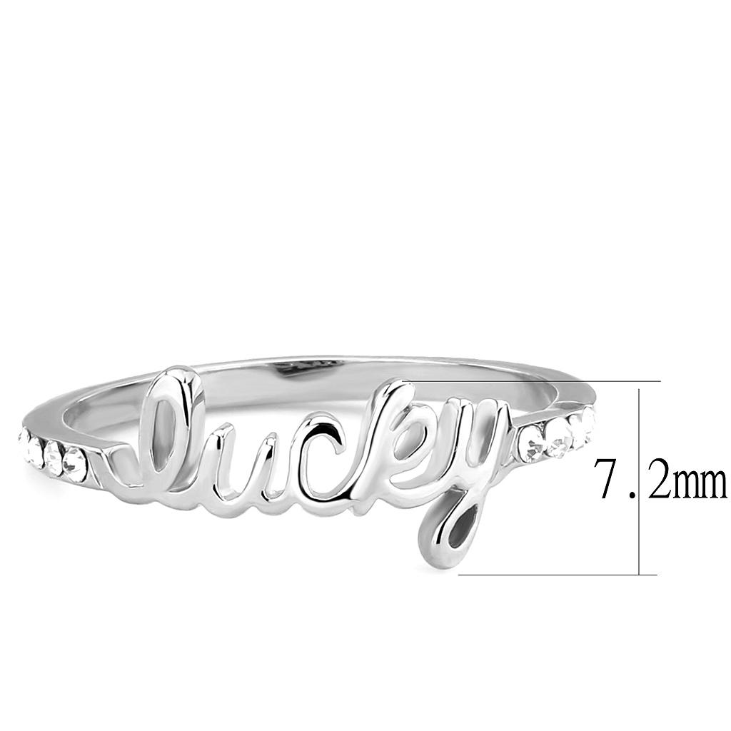 LO3972 - Rhodium Brass Ring with Top Grade Crystal  in Clear-1