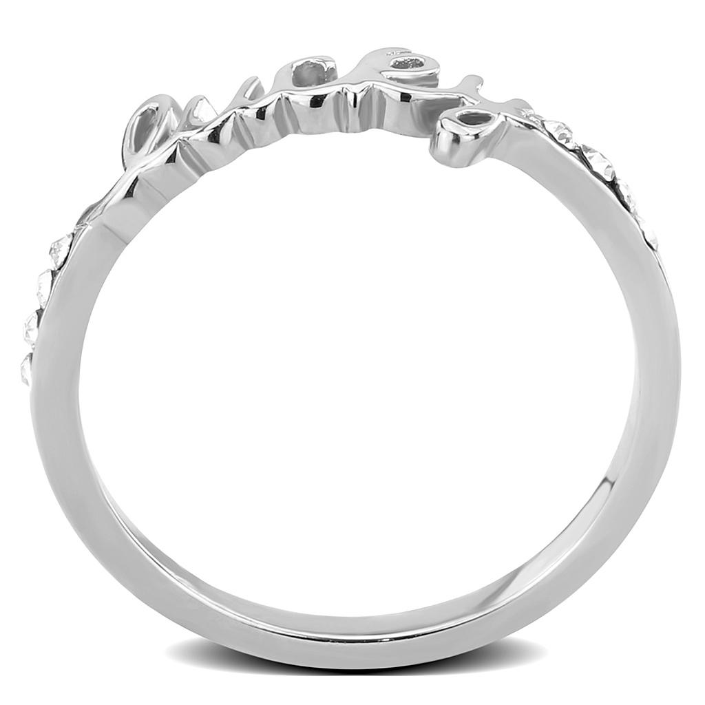 LO3972 - Rhodium Brass Ring with Top Grade Crystal  in Clear-2