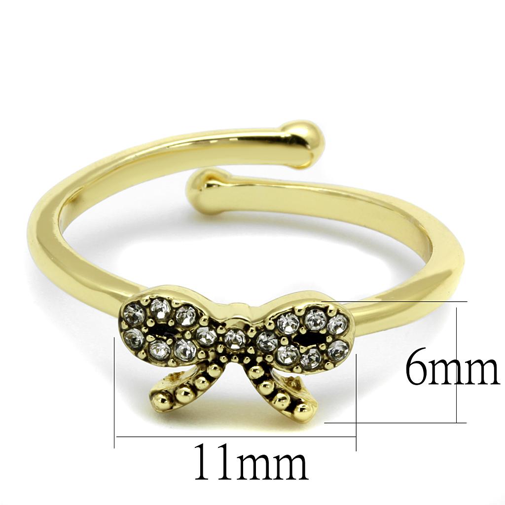 LO4042 - Flash Gold Brass Ring with Top Grade Crystal  in Clear-1