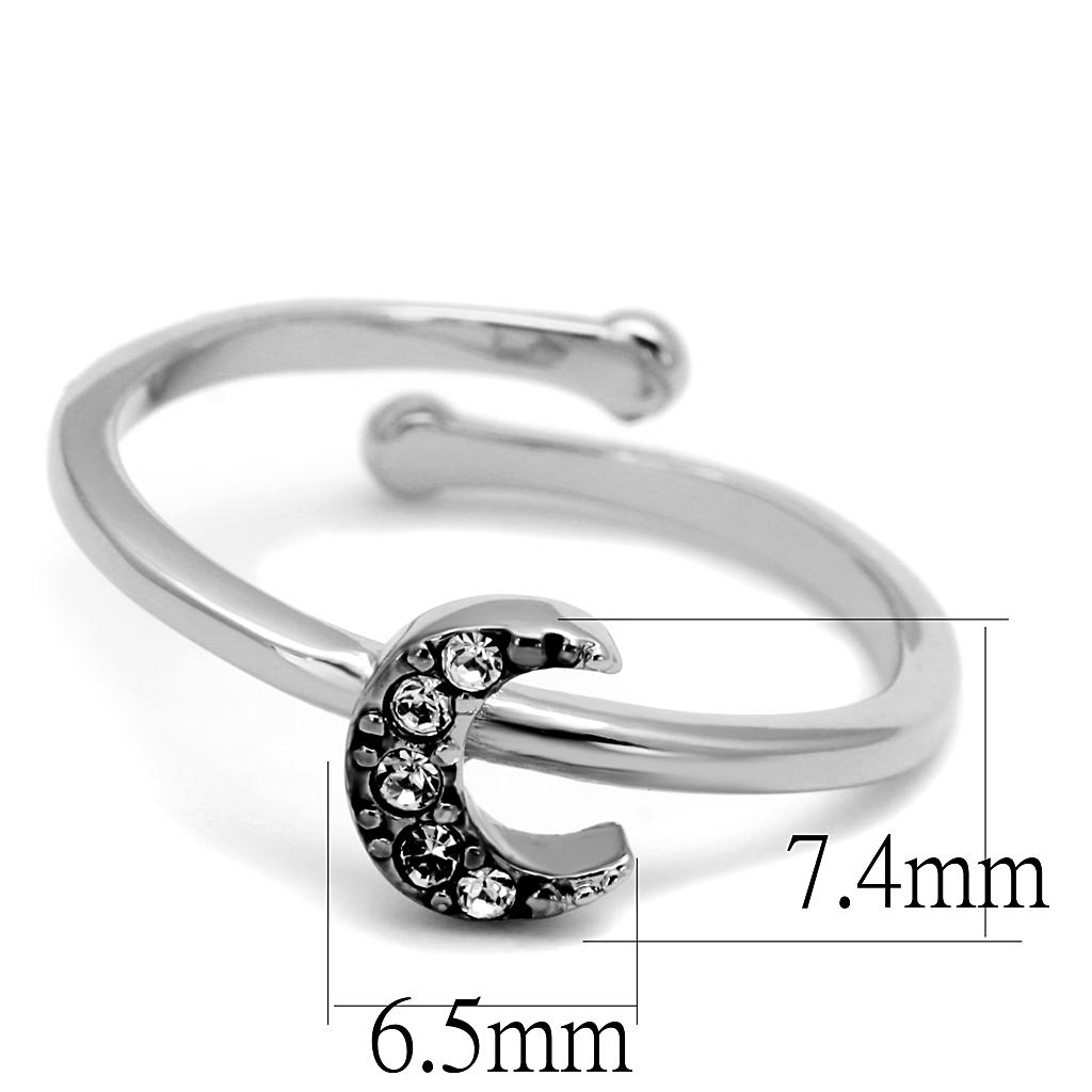 LO4045 - Rhodium Brass Ring with Top Grade Crystal  in Clear-1