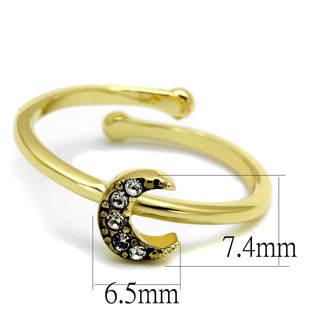 LO4046 - Flash Gold Brass Ring with Top Grade Crystal  in Clear-1