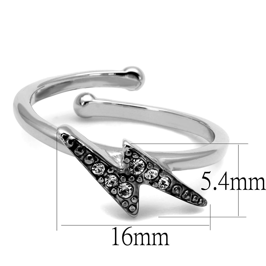 LO4047 - Rhodium Brass Ring with Top Grade Crystal  in Clear-1