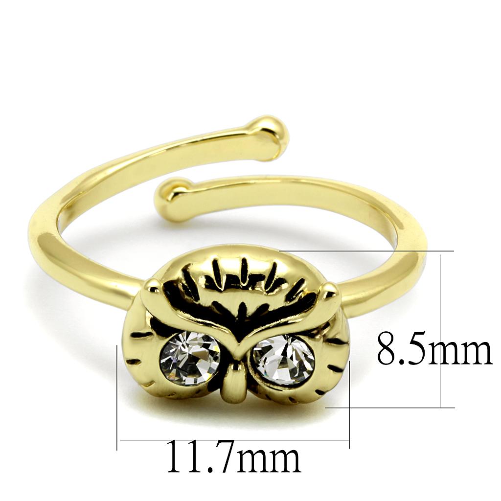 LO4050 - Flash Gold Brass Ring with Top Grade Crystal  in Clear-1