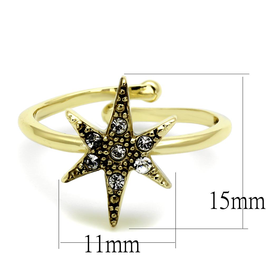 LO4052 - Flash Gold Brass Ring with Top Grade Crystal  in Clear-1