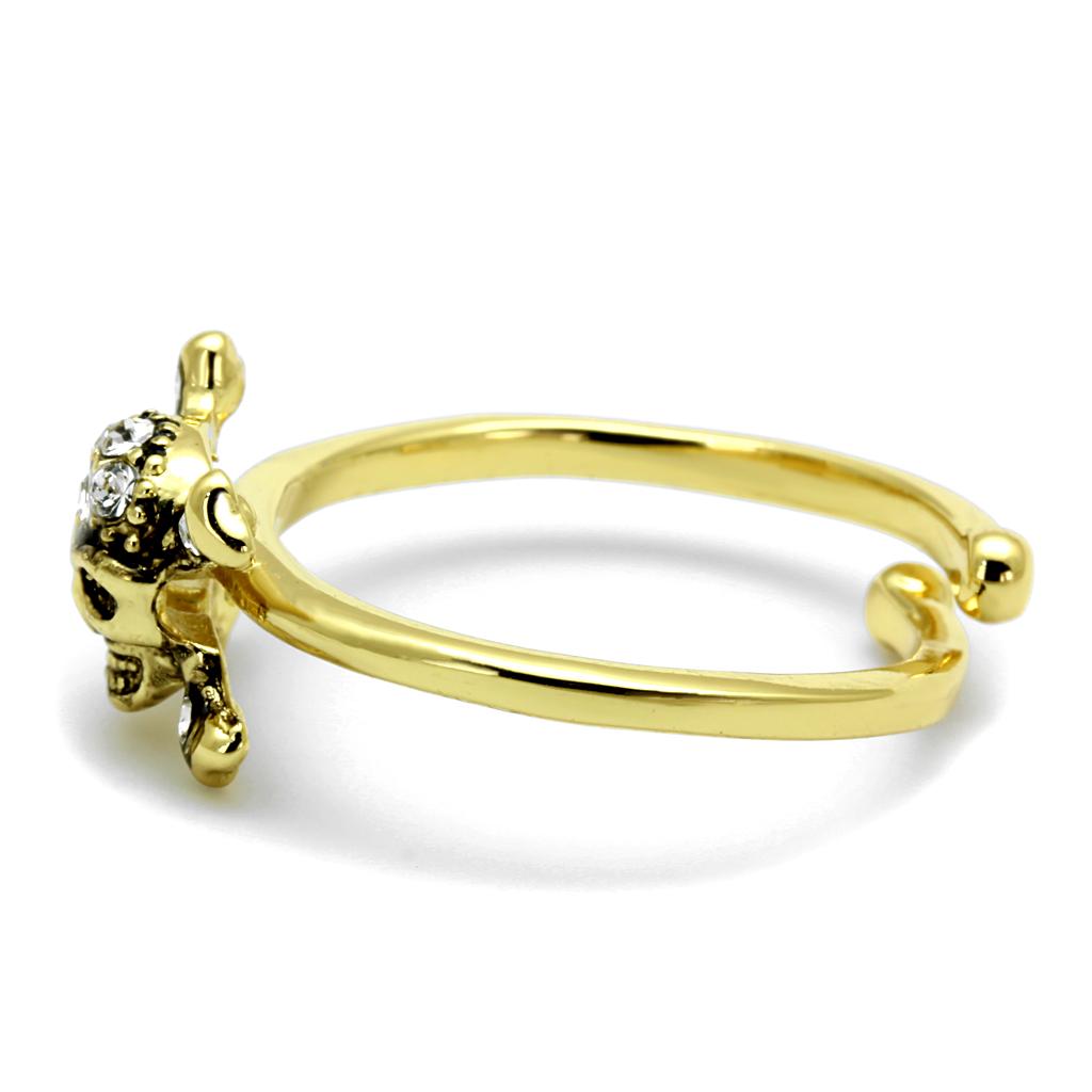 LO4056 - Flash Gold Brass Ring with Top Grade Crystal  in Clear-2