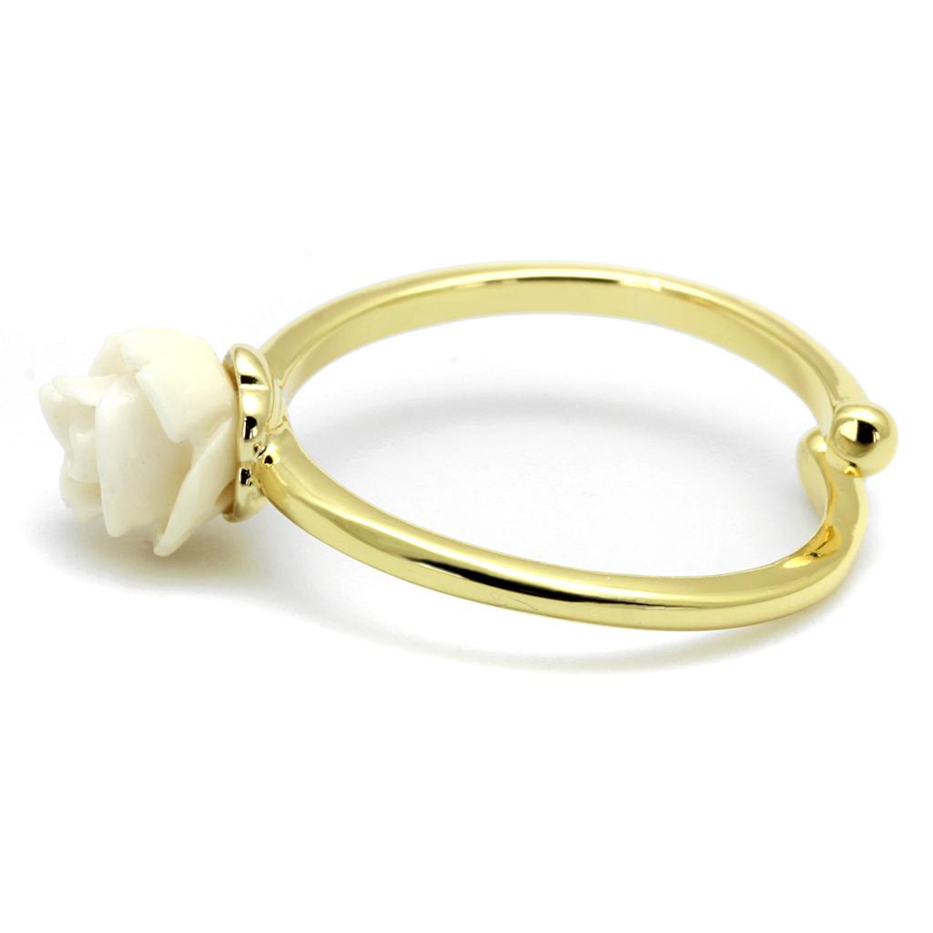 LO4057 - Flash Gold Brass Ring with Synthetic Synthetic Stone in Citrine Yellow-2