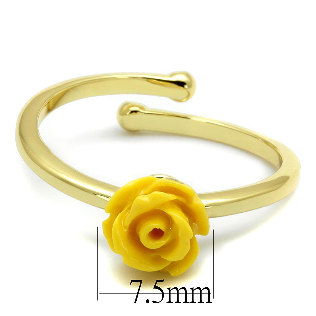 LO4061 - Flash Gold Brass Ring with Synthetic Synthetic Stone in Topaz-1