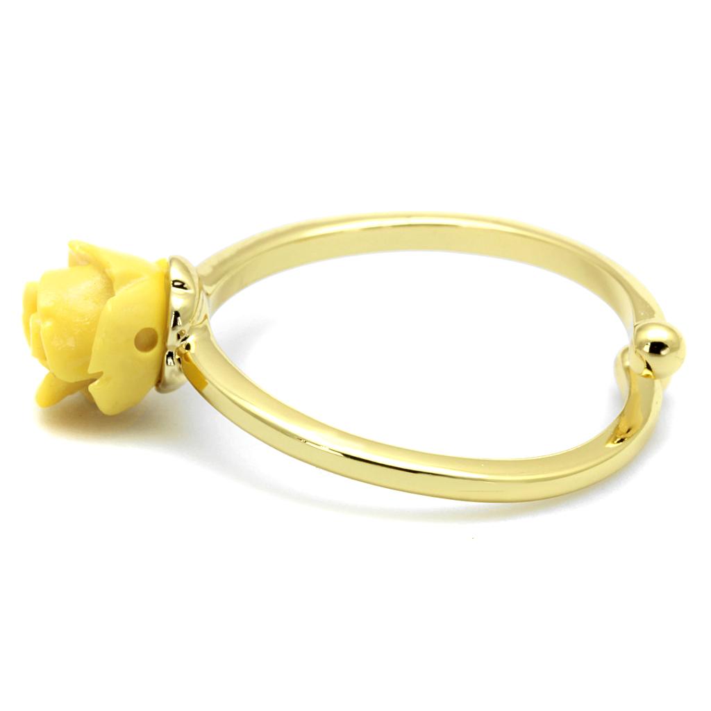 LO4061 - Flash Gold Brass Ring with Synthetic Synthetic Stone in Topaz-2