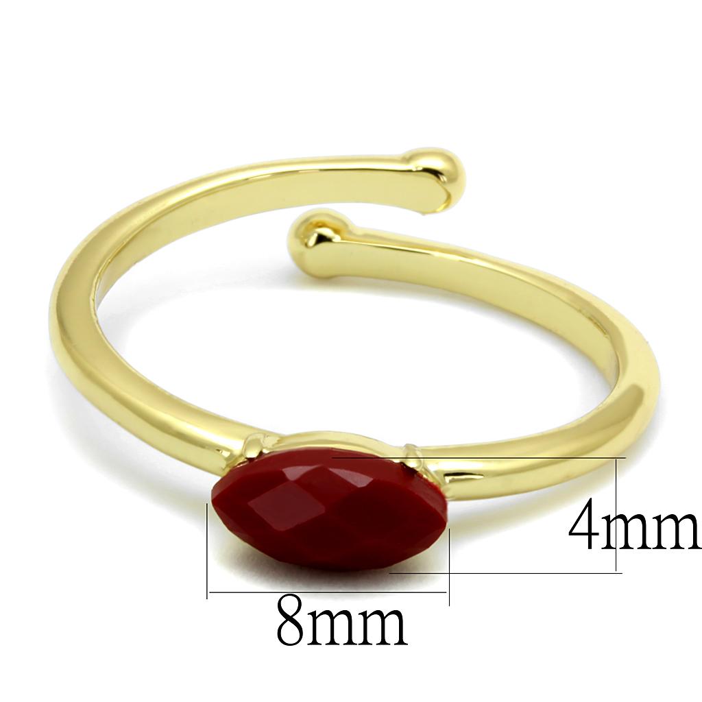 LO4063 - Flash Gold Brass Ring with Synthetic Synthetic Stone in Siam-1