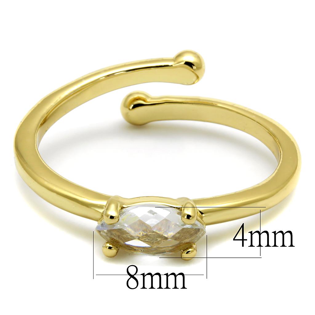 LO4067 - Flash Gold Brass Ring with AAA Grade CZ  in Clear-1