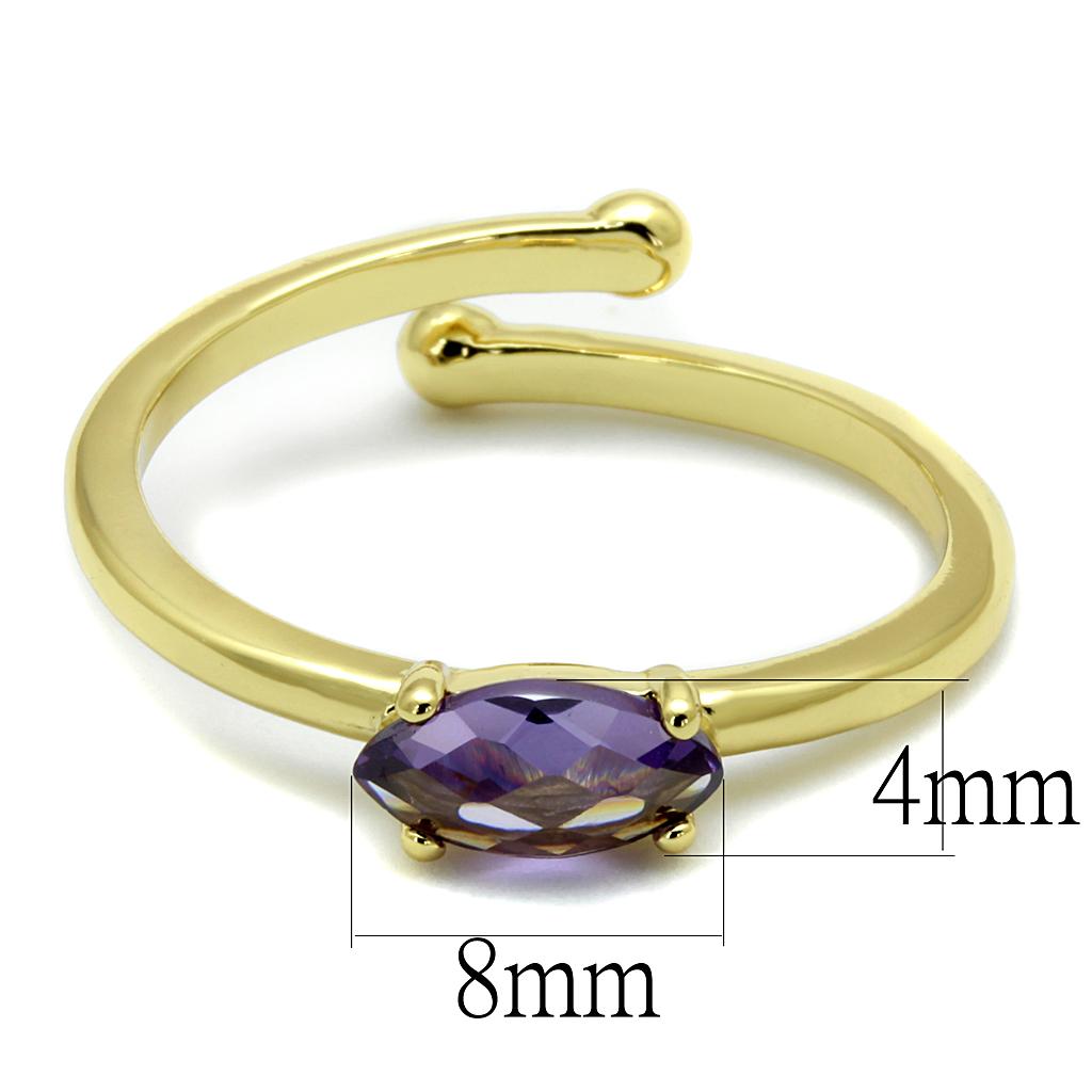 LO4068 - Flash Gold Brass Ring with AAA Grade CZ  in Amethyst-1