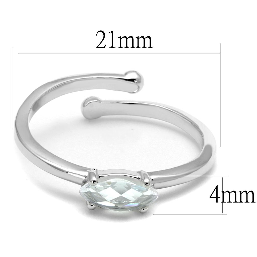 LO4070 - Rhodium Brass Ring with AAA Grade CZ  in Clear-1
