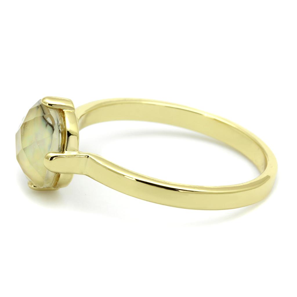 LO4071 - Flash Gold Brass Ring with Precious Stone Conch in Aurora Borealis (Rainbow Effect)-2