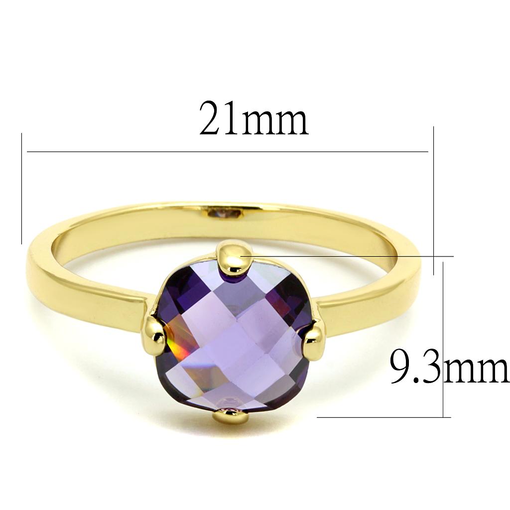 LO4076 - Flash Gold Brass Ring with AAA Grade CZ  in Amethyst-1