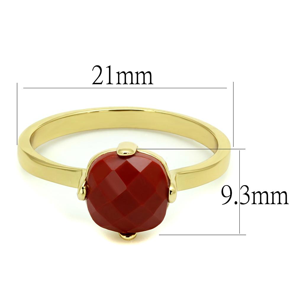 LO4077 - Flash Gold Brass Ring with Synthetic Synthetic Stone in Siam-1