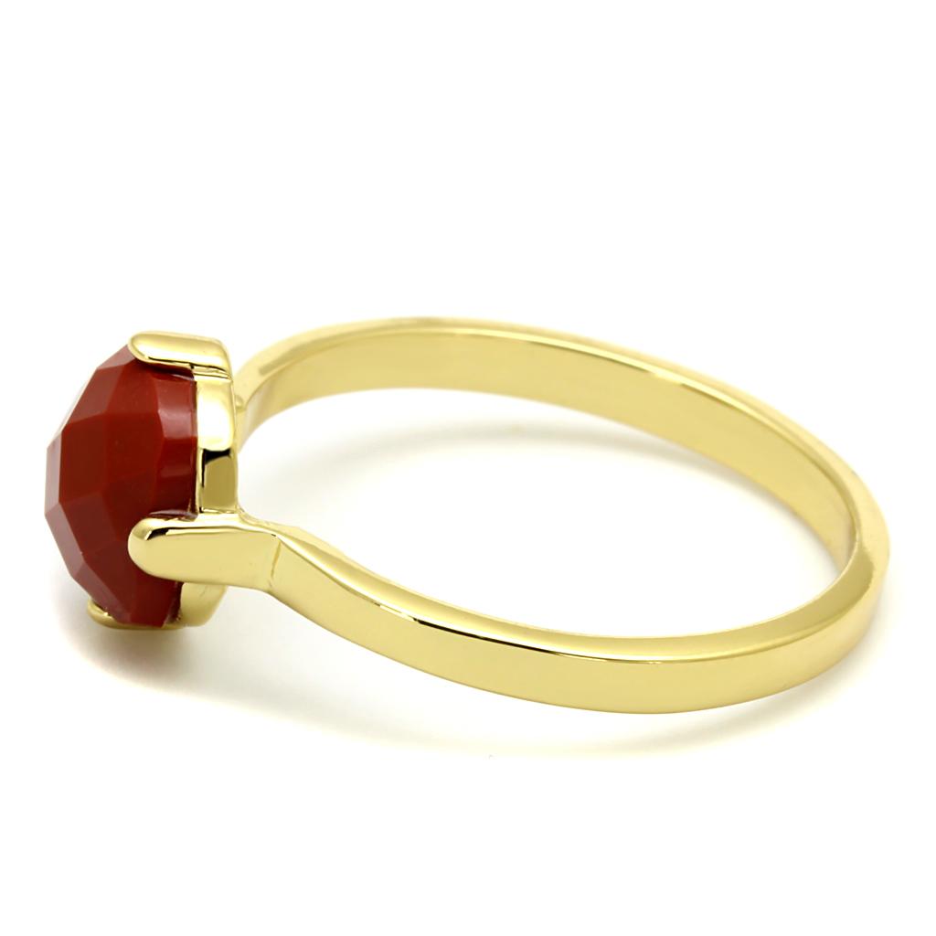 LO4077 - Flash Gold Brass Ring with Synthetic Synthetic Stone in Siam-2