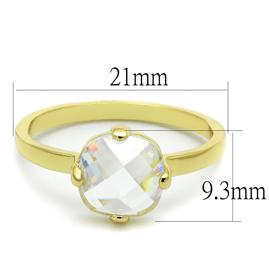 LO4078 - Flash Gold Brass Ring with AAA Grade CZ  in Clear-1