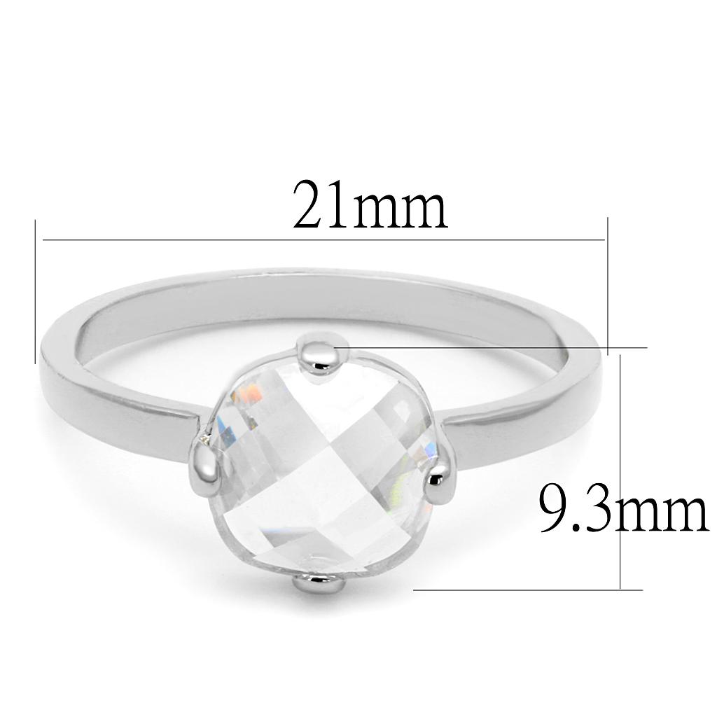LO4080 - Rhodium Brass Ring with AAA Grade CZ  in Clear-1